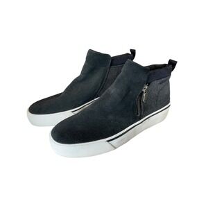 Keds Triple Up Mid Zip Black Suede Twill Platform Sneakers WH64937 Womens 8